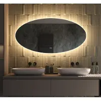 Schaere Ovale badkamerspiegel met directe en indirecte verlichting, verwarming, instelbare lichtkleur en dimfunctie 140×70 cm