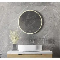 Schaere Ronde badkamerspiegel met directe verlichting, verwarming, instelbare lichtkleur, dimfunctie en wit frame 60×60 cm