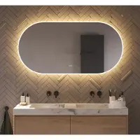 Schaere - Ovalen Badkamerspiegel - LED Verlichting - Spiegel Verwarming - Touch Sensor - Dimfunctie - 140x60 cm