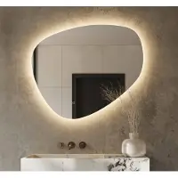 Schaere Organische badkamerspiegel met indirecte verlichting, verwarming, instelbare lichtkleur en dimfunctie 100×84 cm