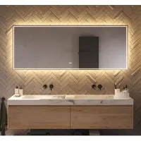 Schaere Badkamerspiegel met directe en indirecte verlichting, verwarming, instelbare lichtkleur en dimfunctie 180×70 cm