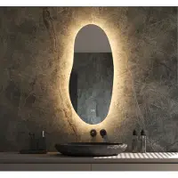 Schaere Organische badkamerspiegel met indirecte verlichting, verwarming, instelbare lichtkleur en dimfunctie 45x100 cm
