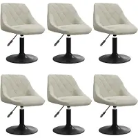 vidaXL Eetkamerstoelen draaibaar 6 st fluweel crèmekleurig