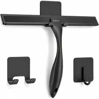 BOTC Douchewisser met Ophangsysteem - RVS Badkamer Accessoires - Raamwisser - Trekker Douche - Zwart