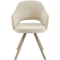Vente-unique Set van 2 draaistoelen in tweedstof en beige metaal - Crème - RASEMA