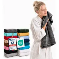 Komfortec 2x Handdoek 50x100 - 100% Katoen – Handdoekenset - Zacht - Antraciet