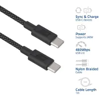 ACT USB 2.0 1 m USB-C-kabel 240W PD 3.2 Gevlochten Zwart AC3086