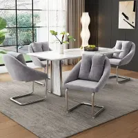 STILVORA Eetkamerstoel – Draaibaar Design – Set Van 4 – Met Zachte Kussens En Ergonomische Rugleuning – Fluweel Grijs