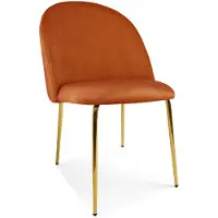Hobby Hall Eetkamerstoel INCA - Koperkleurig fluweel - Gouden metalen poten - Modern design