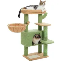 OEM Kattenhuis van hout met pluche kussen, LED-lichtbak en speelgedeelte met een set gaatjes, speciaal voor onze kleine koningin.