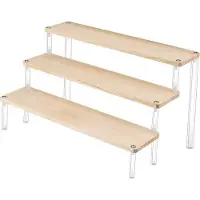 OEM Houten etagère voor sieraden en desserts, 30x8 cm, 3-laags, van onbehandeld hout.