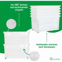 Novaliv 2x Opbergdozen met deksel Groot 55L Antraciet Nestbaar Stapelbaar met clipsluiting Roldozen Kunststof BPA-vrij 61x40x32,5 cm