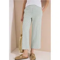 Cecil Dames 7/8 Wide Legs broek in seersucker stof - Blauw - M