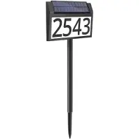 OEM LED-verlichte, waterdichte, op zonne-energie werkende huisnummers met beugel, verkrijgbaar in drie kleuren.