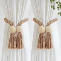 OEM 4-delige set magnetische ophangkoorden - handgemaakte katoenen ophangkoorden - veelzijdige ophangkoorden met borstels - geschikt voor woonkamergordijnen en decoratieve gordijnen