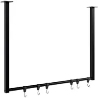 CLP Fenton Kledingstang - kledingstandaard - kledingroede - garderobestang - kleding stang - voor plafondmontage - met 6 haken - zwart