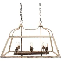 Clayre & Eef hanglamp, 87x35x60 cm, wit, bruin, hout