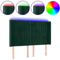 vidaXL Hoofdbord LED 147x16x118/128 cm fluweel donkergroen