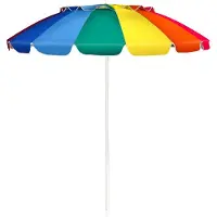 Costway Strandparasol, 182 cm, strandparasol, tuinparasol, windbestendig, stevig, UPF 50+, 30 graden knikbaar, zonwering, met grondpen en draagtas voor balkon, tuin en terras