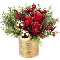 OEM Mini kerstboom - Kunstplant in pot - Kerstdecoratie - Snel te gebruiken - Onbepaald - Roze en robijnrood