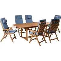 Beliani JAVA PREMIUM - Tuinset voor 6 - Blauw - Acaciahout