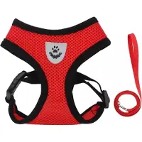Zavelo Honden Tuigje - Puppy en Kattentuigje - Hondenharnas - Reflecterend - Incl. Bijpassend Riempje - Rood-Maat: S