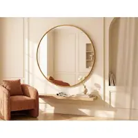 OZAIA Grote ronde wandspiegel van metaal - D150 cm - Goudkleurig - RONDIA