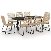 vidaXL 9-delige Tuinset poly rattan en glas