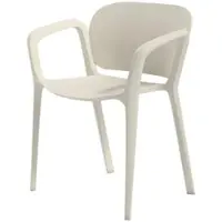 OKWISH Tuinstoel 60 X 56 X 75 Cm - Set Van 4 Stapelbaar Met Armleuningen - Voor Tuin Balkon En Terras - Kunststof - Wit