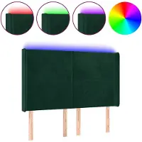 vidaXL Hoofdbord LED 147x16x118/128 cm fluweel donkergroen