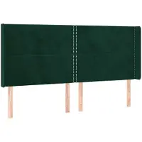 vidaXL Hoofdbord met randen 203x16x118/128 cm fluweel donkergroen