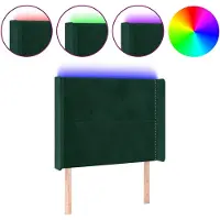 vidaXL Hoofdbord LED 103x16x118/128 cm fluweel donkergroen