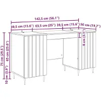 vidaXL Bureau met plank Grijs sonoma 142,5 x 50 x 75 cm Bewerkt hout