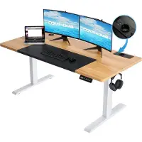 COMHOMA - Elektrisch Zit Sta Tafel 140x60 cm - Met Geheugenfunctie - Hout