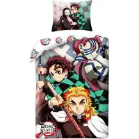 MCU Demon Slayer beddengoed 140 x 200 cm - zacht katoen - kussen en dekbed (Kussenhoes, 140 x 200 cm)