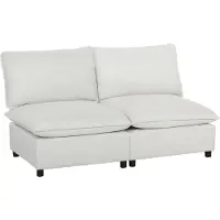 HOMCOM Loveseat-Kunstleer, Schuim-146L x 85B x 78H cm-Grijs