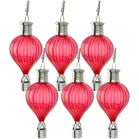 Cepewa LED ballonhanger - 6x - rood - H17 cm - luchtballon - tuinverlichting/buitenlamp