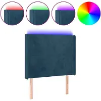 vidaXL Hoofdbord LED 93x16x118/128 cm fluweel donkerblauw
