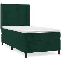 vidaXL Boxspring met matras fluweel donkergroen 90x190 cm
