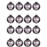 Krebs Kerstballen - 16x stuks - gray purple - glas - 7 cm - glans - kerstboomversiering - luxe