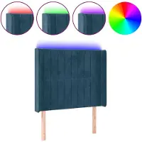 vidaXL Hoofdbord LED 93x16x118/128 cm fluweel donkerblauw