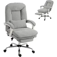 HOMCOM Bureaustoel - Fluweel (100% polyester) - 64 x 70 x 116 cm - Lichtgrijs