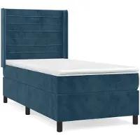 vidaXL Boxspring met matras fluweel donkerblauw 80x200 cm