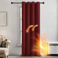 OEM Verduisteringsgordijnen Eenvoudig te Installeren, Kerst Gordijnen met Ringen voor Slaapkamer, 132x260cm (B x H), Donkerrood, 1 stuk