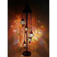 Halay Turkse vloerlamp - mozaïek lamp met 5 bollen van 13 cm - multicolour mix - handgemaakt en uniek