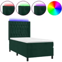 vidaXL Boxspring met matras en LED fluweel donkergroen 100x200 cm