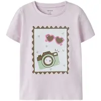 Name it MINI T-shirt roze Meisjes Stretchkatoen Ronde hals Printopdruk - maat 92