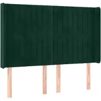 vidaXL Hoofdbord met randen 147x16x118/128 cm fluweel donkergroen