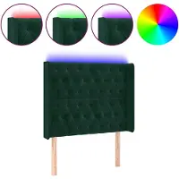 vidaXL Hoofdbord LED 103x16x118/128 cm fluweel donkergroen