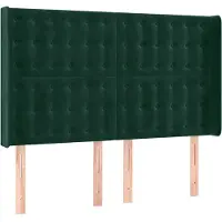 vidaXL Hoofdbord met randen 147x16x118/128 cm fluweel donkergroen